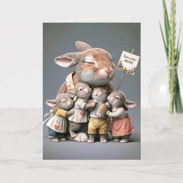 Carte Famille Bunny pour l'anniversaire de maman (Devant)