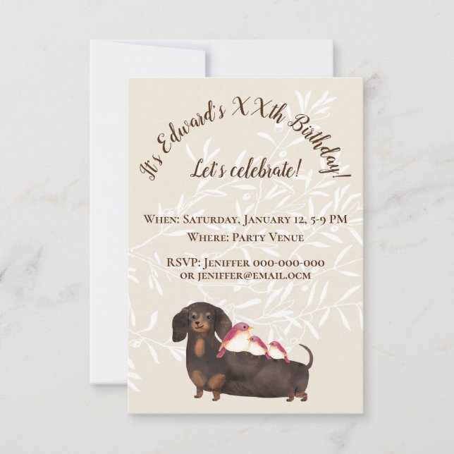 Carte Famille Dachshund et Birds (Devant)