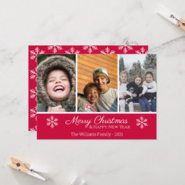 Carte Famille de Noël 3 Photo Flèche de neige