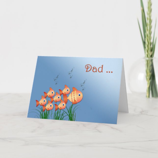 Carte Famille de poissons fêtes des pères (Devant)