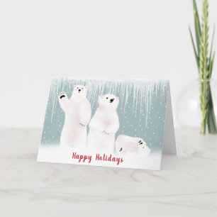 Carte Famille D'Ours Polaires De Noël En Neige