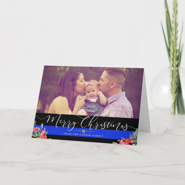 Carte Famille du policier | Photo de Noël (Devant)