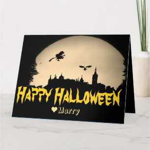 Carte Famille Éffrayante simple Citrouille Halloween heu