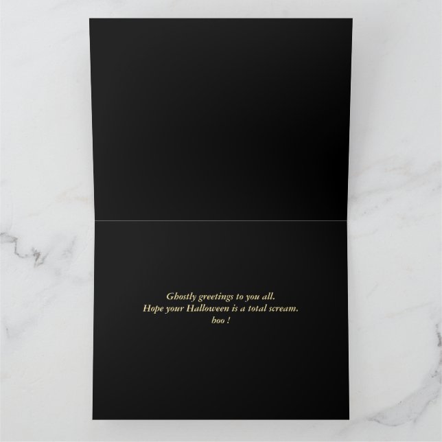 Carte Famille Éffrayante simple Citrouille Halloween heu (Intérieur)