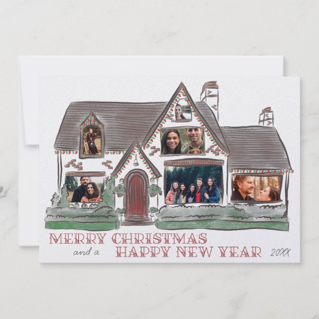 Carte famille maison de Noël Appartement (Devant)