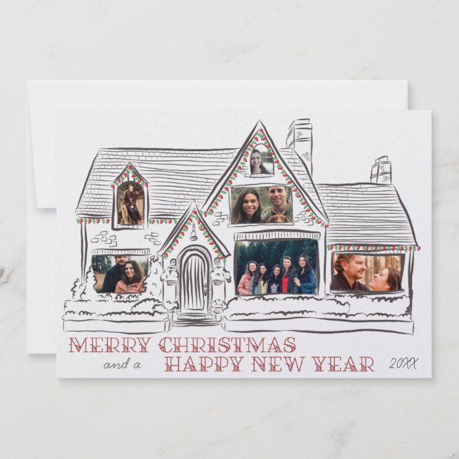 Carte famille maison de Noël Appartement (Devant)