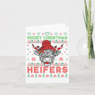 Carte Famille Noël Doux moche Highland Vache Aimer He