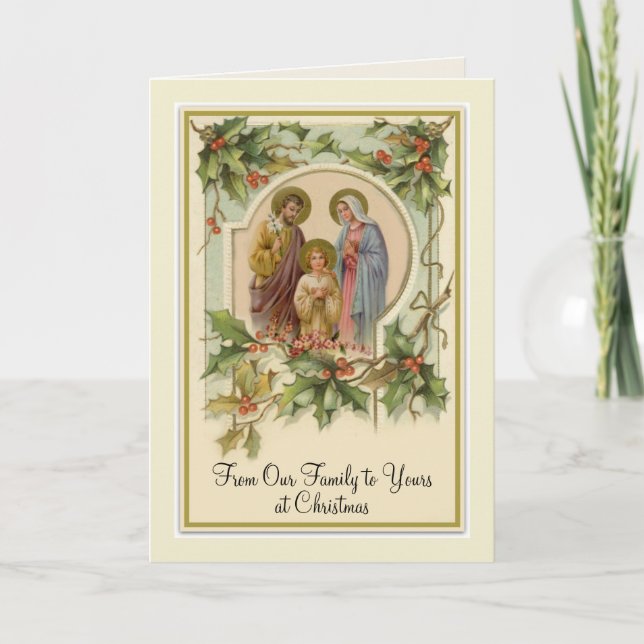 Carte Famille sainte de Noël catholique traditionnel (Devant)