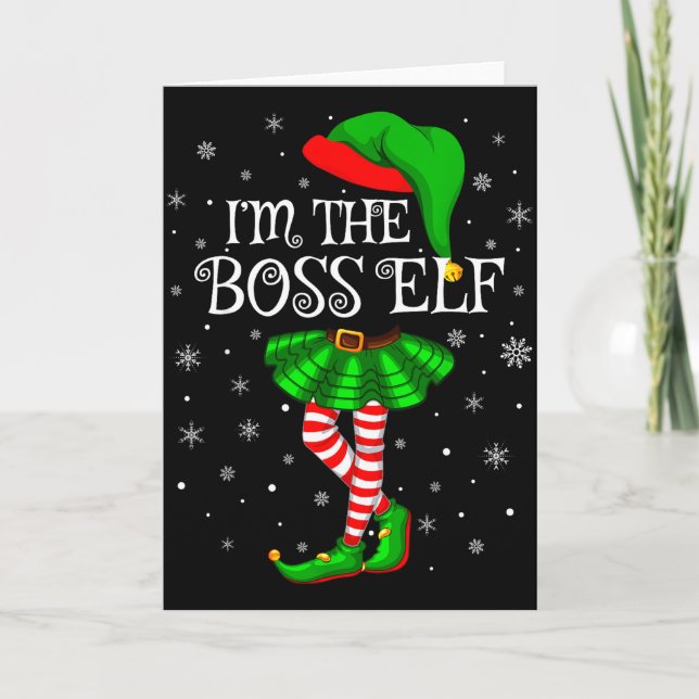 Carte Family Matching Women Girls I'm The Boss Elf Chris (Devant)