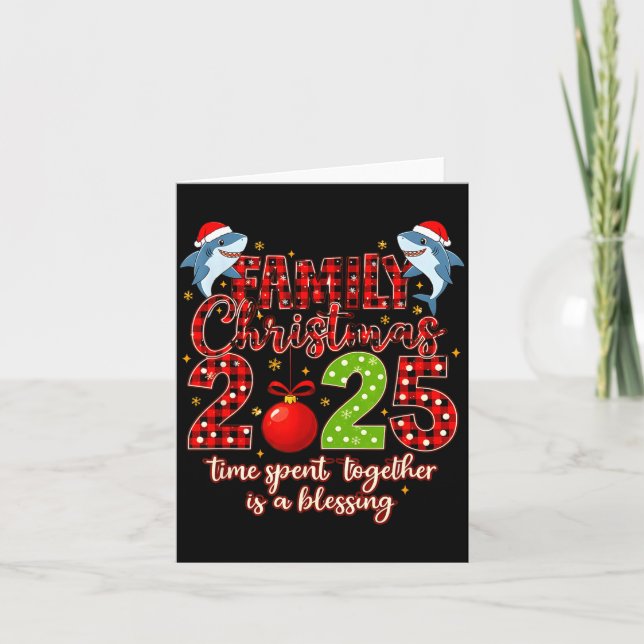 Carte Family Shark Christmas 2025 Santa Merry Time Spent (Devant)