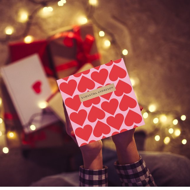 Carte Fancy Romantique Rouge & Coeurs Rose Motif Avec No (Créateur téléchargé)