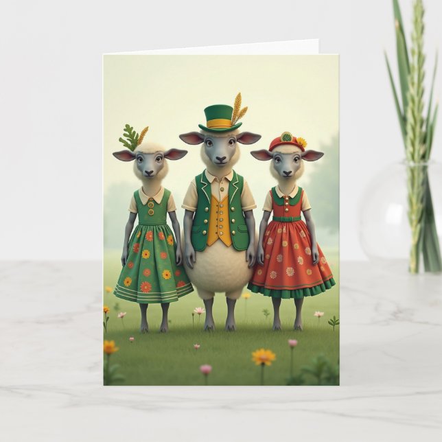 Carte Fancy Sheep Meadow Folk Card (Devant)