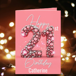Carte Fancy Sparkling Diamond-Encrusted 21e anniversaire