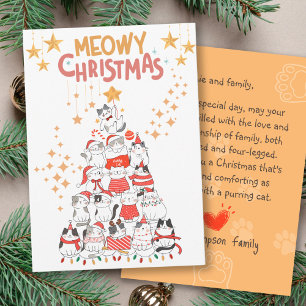 Carte Fantaisie Chats Xmas Arbre Meowy Noël