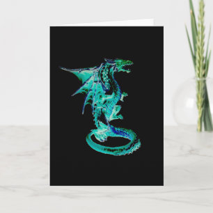 Carte Fantaisie de dragon d'eau bleu de mer