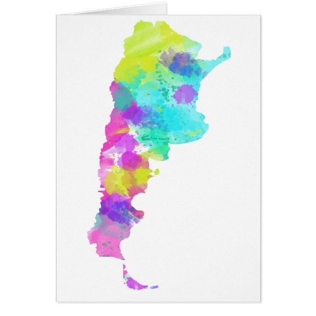 Carte fantaisie de l'Argentine d'aquarelle (Devant)