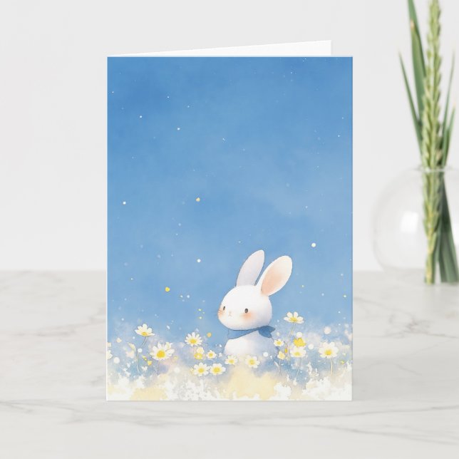 Carte Fantasie Florale de Lapin (Devant)