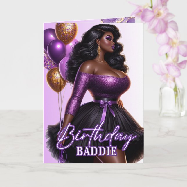 Carte Fantastique Africaine Américaine Femme Violette An (Orchidée)