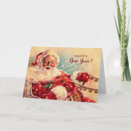 Carte Fantastique Nouvel An vintage et Santa