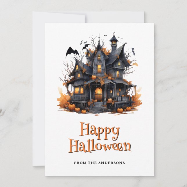 Carte Fantôme Citrouille Halloween Country House (Devant)