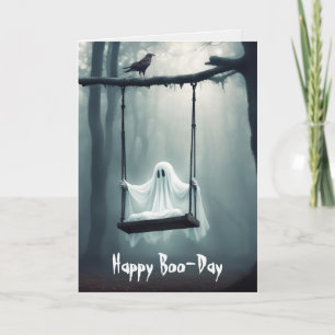 Carte Fantôme d'anniversaire et Corbeau