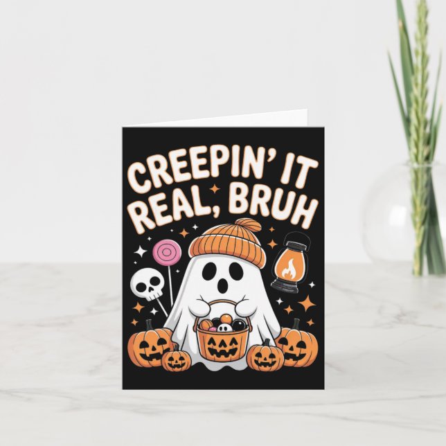 Carte Fantôme de Bruh Halloween Fantôme Mignon Enfant Tr (Devant)