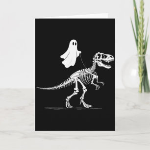 Carte Fantôme de Halloween Dinosaure Marchant Squelette