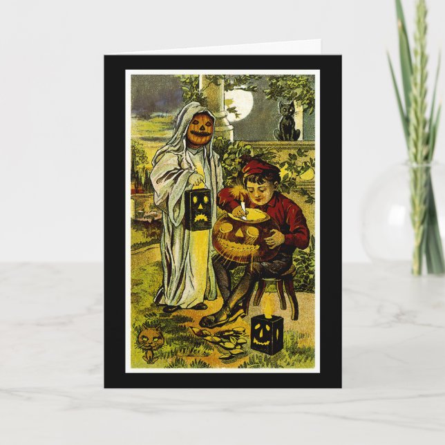 Carte Fantôme d'Halloween et Jack-o-Lantern (Devant)