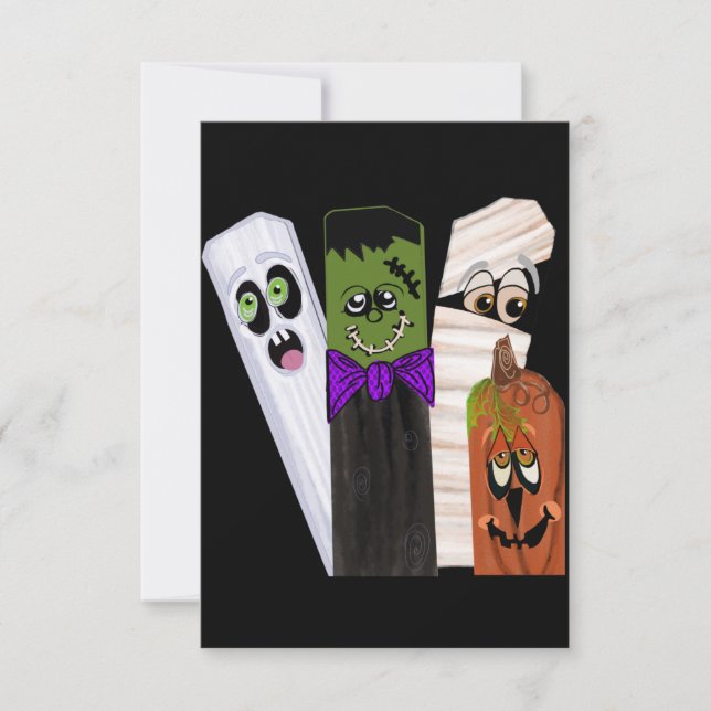 Carte Fantôme drôle de Frankenstein Citrouille Homme inv (Devant)