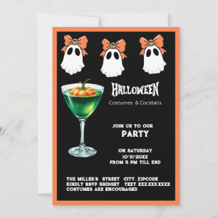 Carte fantôme éffrayant & Costumes et cocktails Hallowee