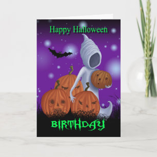 Carte Fantôme et citrouilles d'anniversaire de Halloween