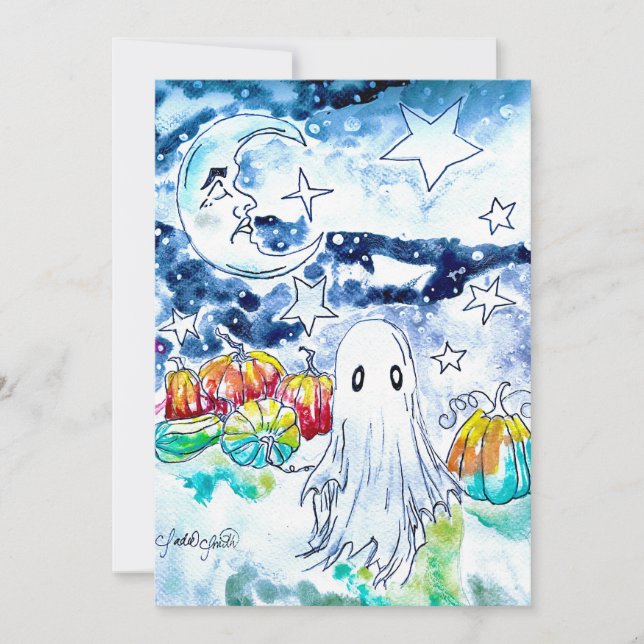 Carte fantôme Halloween mignonne (Devant)