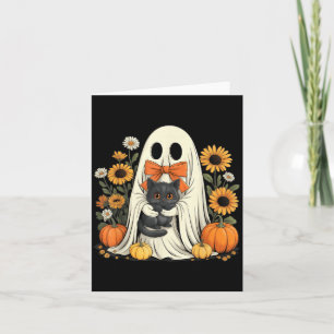 Carte Fantôme Mignon Avec Citrouille D'Halloween De Chat