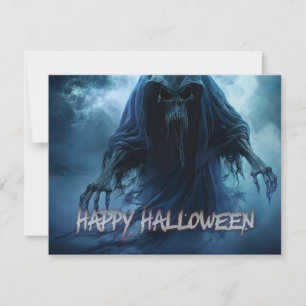 Carte Fantôme noir dans un paysage infernal - Halloween