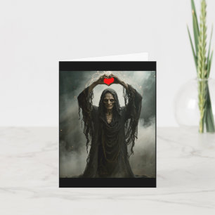 Carte Fantôme rouge cœur mains visage effrayant hallowee