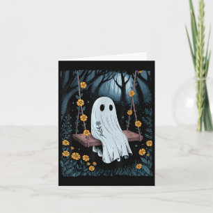 Carte Fantôme vintage Se Balançant Dans La Nuit Forestiè