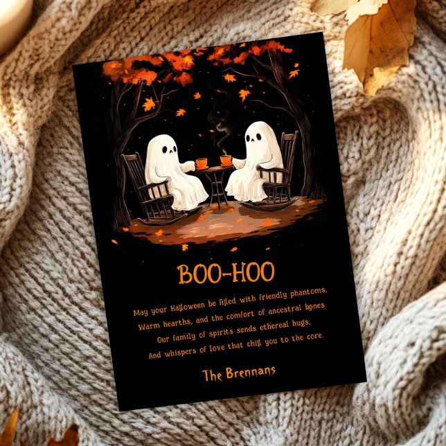 Carte Fantômes éffrayants Octobre Bonne Halloween Saluta (Spooky Ghosts October Happy Halloween Greeting Card)