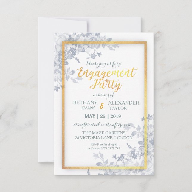 Carte fascinante de fiançailles de calligraphie de (Devant)