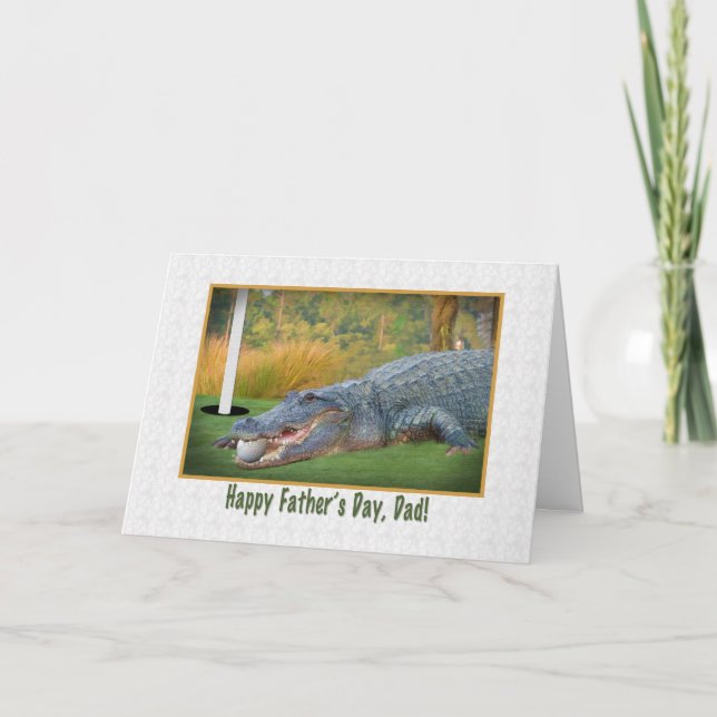 Carte Father's Day, papa, golf, alligator (Devant)