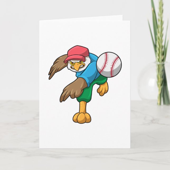 Carte Faucon au baseball avec une batte de baseball (Devant)