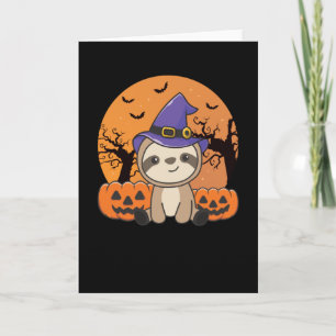 Carte Fault Sorcière Citrouille Sloths Halloween heureux