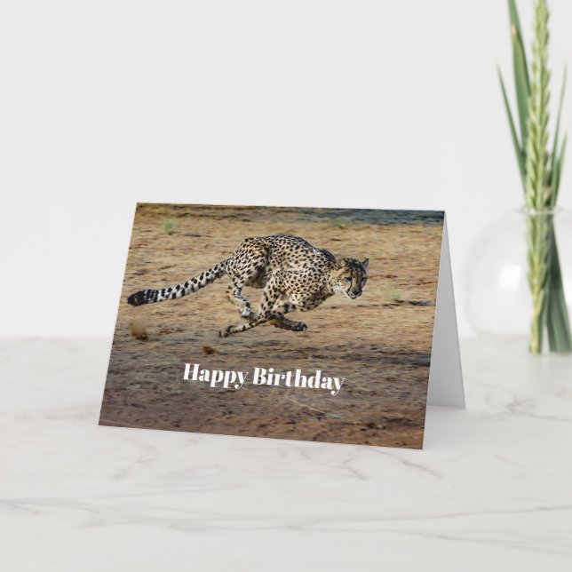 Carte Faune Cheetah Runtime Photo Anniversaire (Devant)