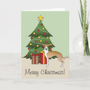 Carte Faune Et Blanc Italien Greyhound & Arbre De Noël