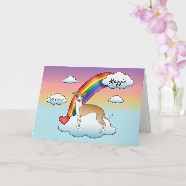 Carte Faune Et Blanc Italien Greyhound Rainbow Memorial (Orchidée)