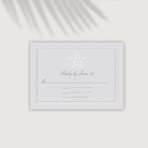 Carte Faux Embossés Starfish Réponse Mariage côtière