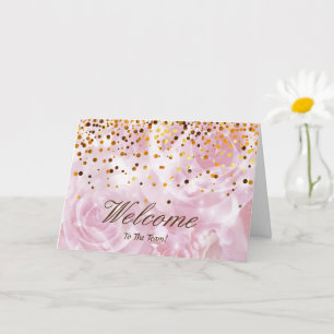 Carte Faux Gold Foil Confetti Élégantes Écluses Bienvenu