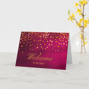 Carte Faux Gold Foil Confetti Élégantes Écluses Bienvenu