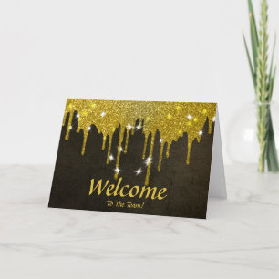 Carte Faux Gold Foil Confetti Élégantes Écluses Bienvenu