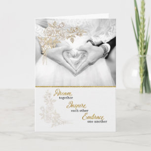 Carte Faux Gold Leaf for Bride and Groom