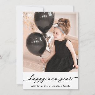 Carte Faux Gold Stars et Confetti Photo Nouvel An Noir